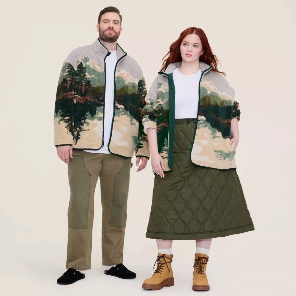 NWT Woolrich x Target Adult Printed Landscape Fleece Jacket full zip